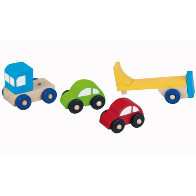 Truck s autíčky - dřevěný